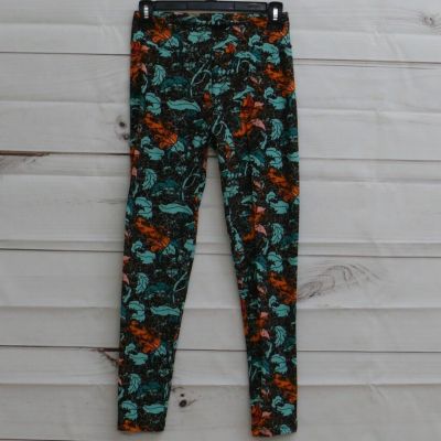 Lularoe OS Leggings Floral Leaf Leaves Bright