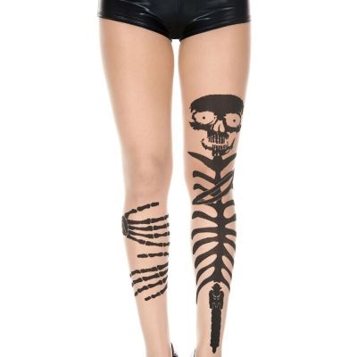 Skeleton Grabbing Leg Sheer Spandex Pantyhose Ravewear Festival Tights
