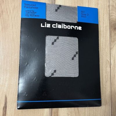 Vintage Liz Claiborne Textured Control Top Pantyhose 601 Black Size 2 (Medium)