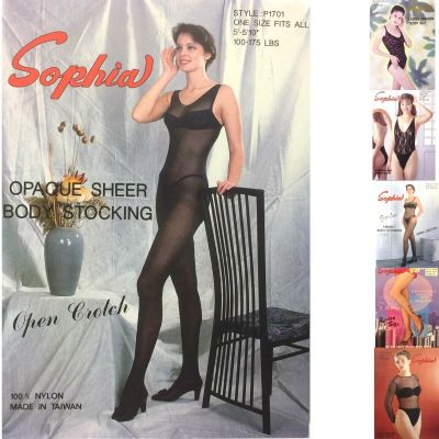 Sophia Opaque SHEER Body Suit Open Crotch BODY STOCKING