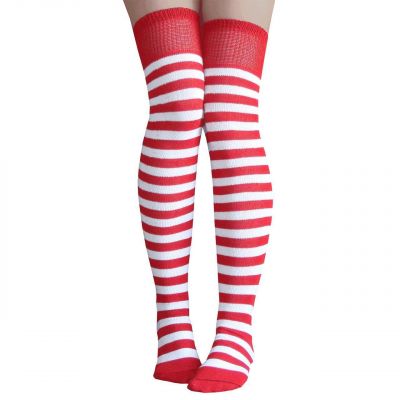Red/White Striped Thigh Highs