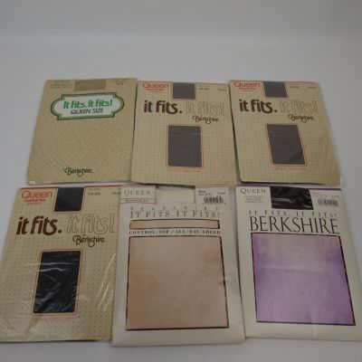 Berkshire It fits... 1980 QUEEN SIZE 1X-2X  Control Top Pantyhose 6 Pair