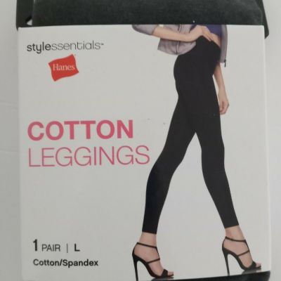 NEW Hanes Women's Style Essentials Cotton Spandex Leggings Heather Gray Med, Lrg