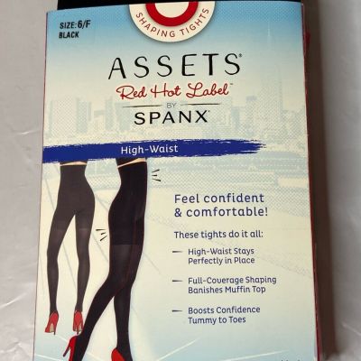 NEW! Assets Red Hot Label Womans 6/F Spanx Black High Waist Shaping Tights (020)