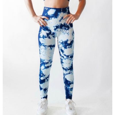 Set Active Yoga Leggings Blue Crush Tie Dye Workout Pants Women's S/M High Rise