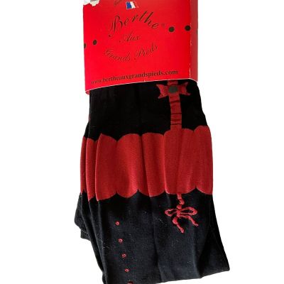 BERTHE AUX GRANDS PIEDS COLLANT (TIGHTS) Black/RED. SZ TAILLE 3/4 NEW France