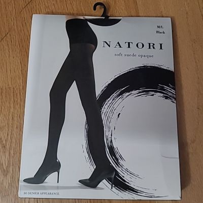 Natori Soft Suede Opaque Sheer Tights NAT-337, Black,  Size M/L