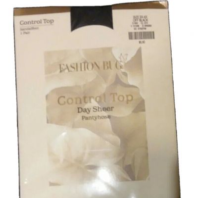 Fashion Bug Plus Day Sheer Pantyhose Size 3X-4X. Off Black. Sandalfoot Old Stock