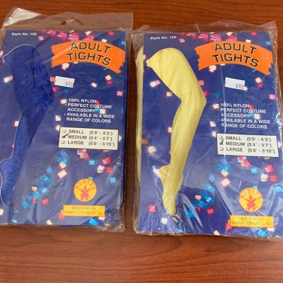 Adult Colored Rubie’s Blue Yellow Ballet Stocking Tights Footed Pantyhose Medium