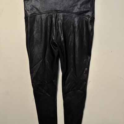 Spanx Faux Leather Slimming Leggings Size 1x Petite Black