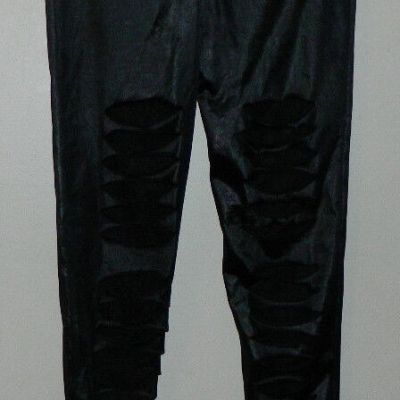 Women Unbranded Solid Black Sheer Legging Casual Party Size XS/S.