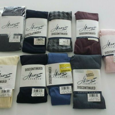 9 Pairs Vintage Hanes Legwear Tights Size AB Small Discontinued 95-145 Lbs