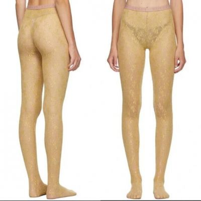 NWT AUTH Gucci metallic gold flirt tights Sz Small