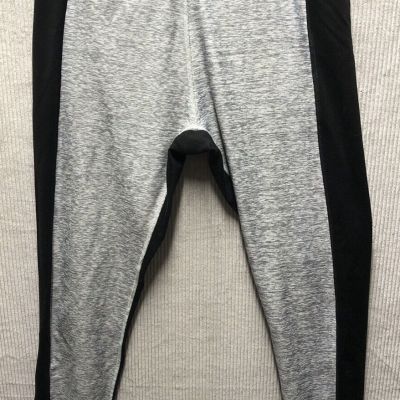 Victoria Secret Pink Leggings Large Gray Black Stripe Wide Waist Band Exercise