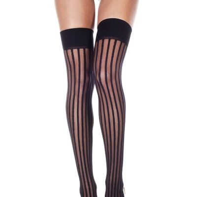 Black Sheer Opaque Striped Thigh High Stockings Ravewear Pride festival