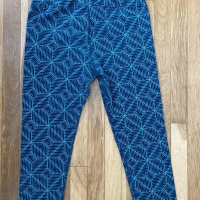 LL Bean Leggings Womens Medium Tapered Leg Stretch Workout Blue Teal