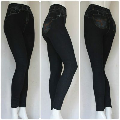 Fashion Jeggings Black Jeans Look Printed Leggings Pants Stretchy Skinny Slim 21