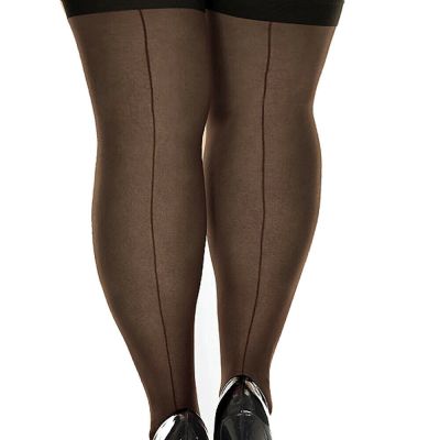 Plus Size Sheer Nylon Back Seam Retro Style Thigh High Stockings (10000Q)