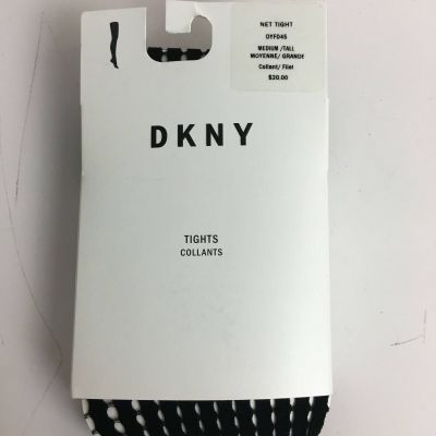 DKNY Women's Vertical Stripe Net Tights, Black, Medium/Tall