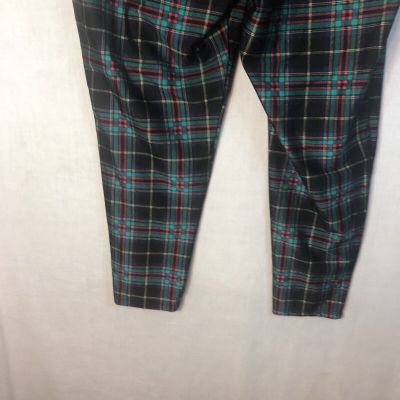Torrid Size 3 Black Green Red Plaid Leggings Pants Cropped Nylon