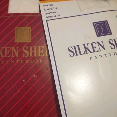 Vtg 2 Pr Control Top Pantyhose Queen X-Tall Plus Sz Bone Silken Sheers  New Pkgs