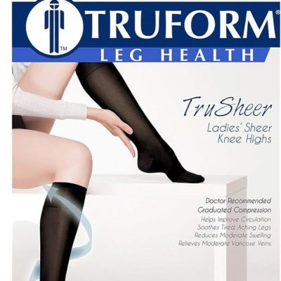 Truform Women's Compression Stockings Sheer Knee High 20-30 mmHg BLACK 0263BL-XL