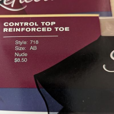 2 Hanes Pantyhose Silk Reflections Control Top Reinforced Toe 718 Size AB Nude