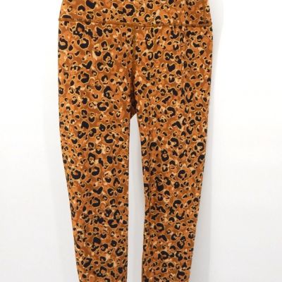 CARBON 38 LEGGINGS high rise layered leopard cheetah 7/8 tan brown gym workout S