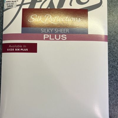 Hanes Silky Reflections Control Top Reinforced Toe 2X Pantyhose - Black