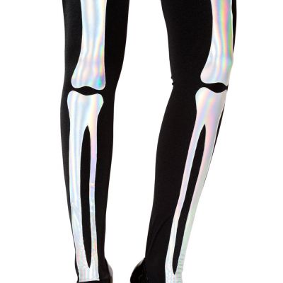 Sexy Skeleton Rainbow Shine Print Adult Women Hosiery Costume Accessory Legging