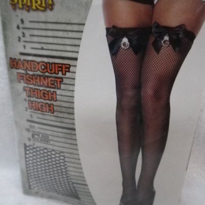 Halloween costume Spirit Handcuff Fishnet Thigh High stockings black one size