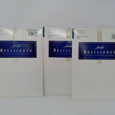 3 Pairs of Hanes Resilience Panty Hose Size CD - 2 Pearl & 1 White