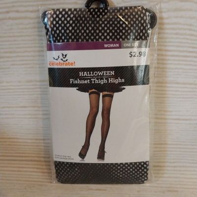 New! Sm Hole Fishnet Hosiery Stockings Retro Costume One Size Garter