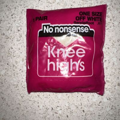 No Nonsense Off White Wide Band Knee Highs Sandal foot Made in USA New