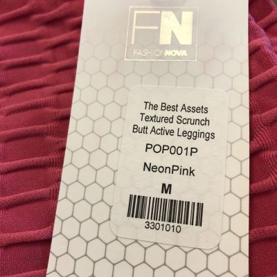 Fashion Nova The Best Assets Textired Scrunch Butt Active Leggings Neon Pink M