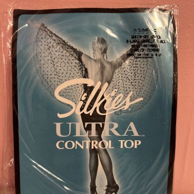 NEW Women’s Silkies Ultra Control Top Pantyhose Size Queen XL Barely Black