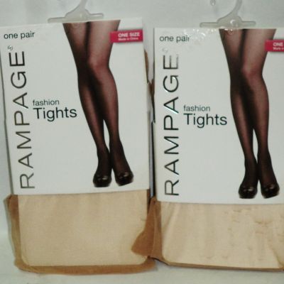 2 Pkg 2 Pairs RAMPAGE Fashion Tights NUDE One Size Fits Most