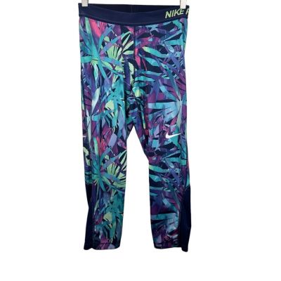 Nike Pro Women's Med Tropical Graphic Print Stretchy Workout Athletic Leggings