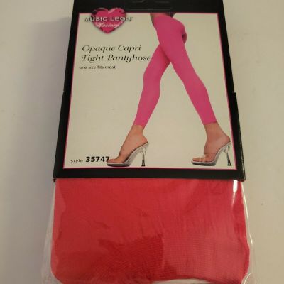 MUSIC LEGS Opaque Capri Tights Pantyhose - One Size Fits Most Hosiery 35747 RED