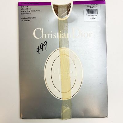 Vintage Christian Dior Ultra Sheer Pantyhose - Size 3 Sand Taupe 4443 Diorissimo