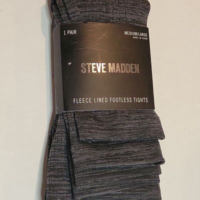 Steve Madden Fleece Lined Footless Tights Medium/Large Grey/Black Free Shipping