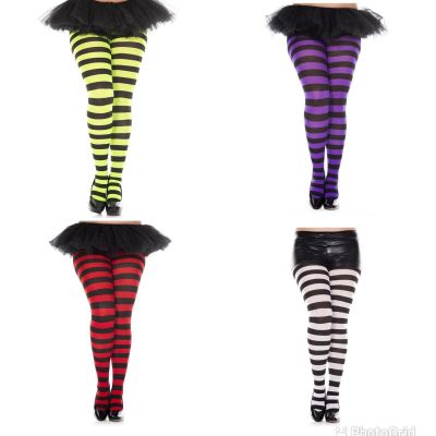 Plus size wide striped tights Pantyhose Costume Dance Stockings