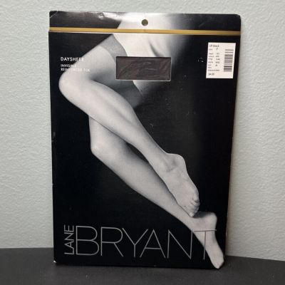 Lane Bryant Plus Size Daysheer Pantyhose Invisible Reinforced Toe Off Black Sz F