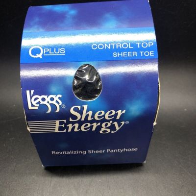 Leggs Sheer Energy Pantyhose Control Top Toe Jet Black Q Plus Revitalizing New