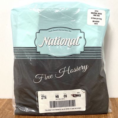 Vintage National Hosiery Thigh High Stockings 100perc Nylon NEUTRAL BEIGE