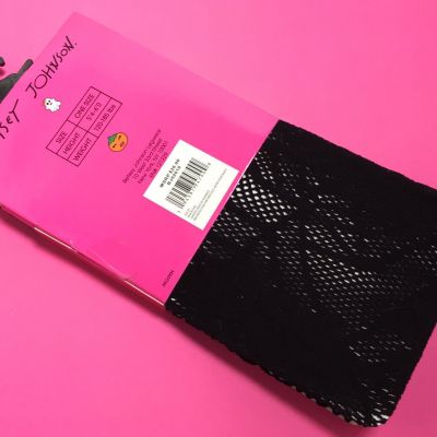 BETSEY JOHNSON BLACK WOMENS FISHNET TIGHTS Spiderwebs One Size 1 Pair NWT