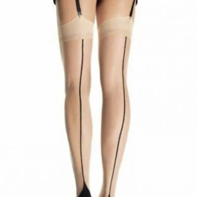 Stockings Cuban Leg Avenue Beige And Black With Seams And Heels Lingerie Erotic