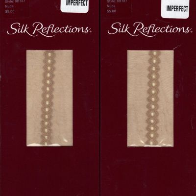 2 Pack Hanes Silk Reflections Fashion KNEEHIGHS Sheer Cable 0B187 Nude One Size!