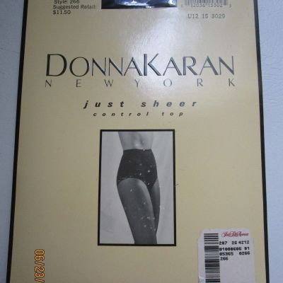 New Donna Karan Just Sheer Control Top Pantyhose Black Small Nylon Lycra Cotton