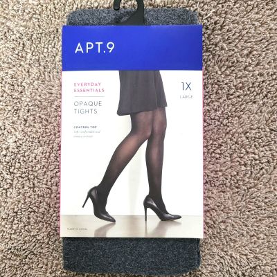 APT. 9 Opaque Tights - Everyday Essentials - Control Top - Charcoal Heather - 1X
